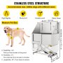 VEVOR Pet Grooming Pet Bathtub with 99.8 kg Load Capacity, Stainless Steel Bathtub with Electric Height Lift Drainage Design, Non-Slip Dog Bathtub 1.35 to 1.85 m Height Adjustment