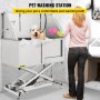 BuoQua 50" Professional Dog Grooming Tub X Shaped Stainless Steel Pet Bathing Tub Large Dog Wash Tub with Faucet and Walk-in Ramp & Accessories Dog Washing Station Pet Bath Tub