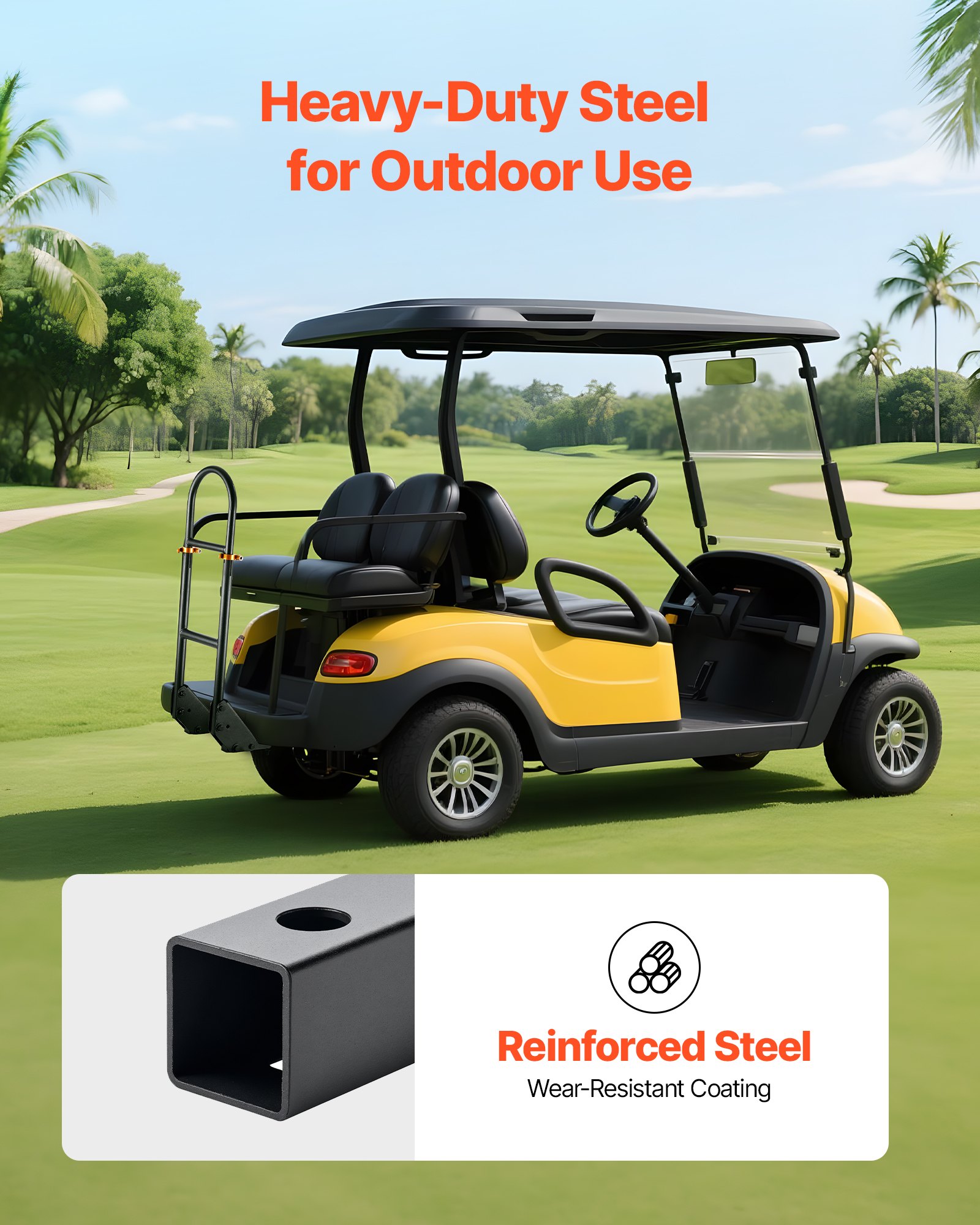 VEVOR Golfkar Handgreep (450 x 235 x 905 mm) Compatibel met de meeste golfkarren met metalen voetplaten, in hoogte verstelbaar (69,85-85,09 cm) Handgreep van koolstofstaal voor achterbank