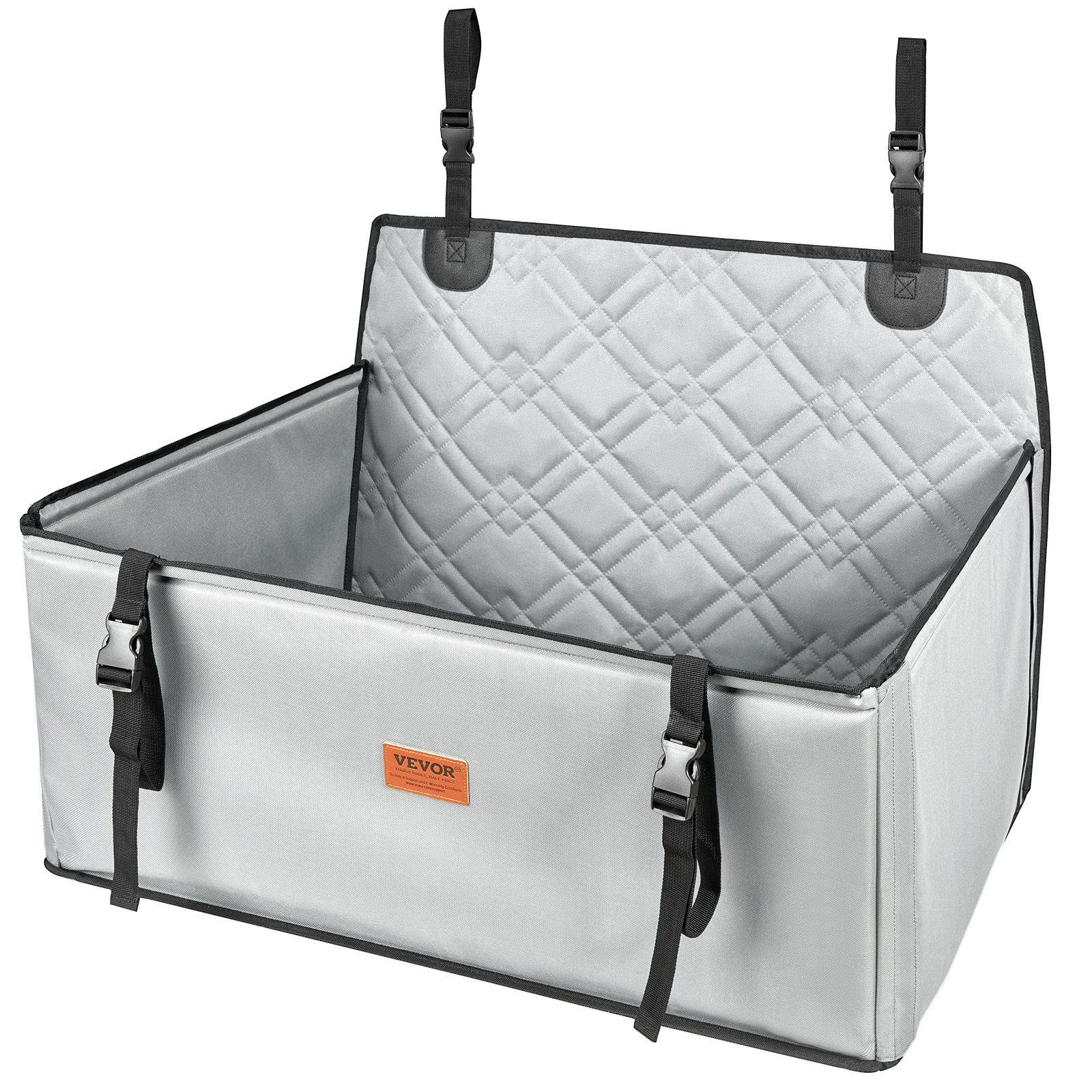 VEVOR Dog Car Seat, Waterproof Dog Booster Seat for Car with Support Frame, Pet Car Seat with Clip-On Safety Leash, Dog Car Bed for Small, Medium and Large Dog up to 48.5 lbs, Gray