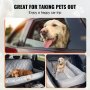 VEVOR Dog Car Seat, Waterproof Dog Booster Seat for Car, Pet Car Seat with Clip-On Safety Leash, PP Cotton Filling, Dog Car Bed for Medium & Large Dog up to 100 lbs, Gray