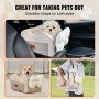 VEVOR Console Dog Car Seat, Center Console Dog Booster Seat for Small Dog, Pet Car Seat for Car Armrest with Clip-On Leash, Adjustable Straps, Supports up to 8lbs, Light Brown