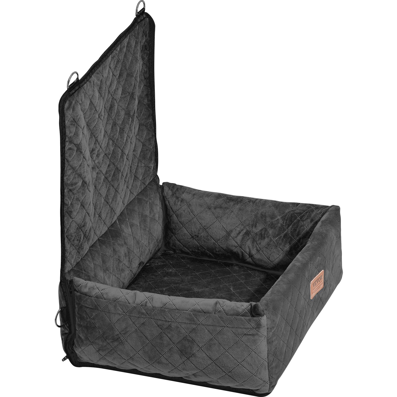 VEVOR Dog Car Seat, Dog Booster Seat for Car with A Storage Pocket, Clip-On Safety Leash, Sponge and PP Cotton Filling, Dog Car Bed for Small & Medium Dog up to 40lbs, Black