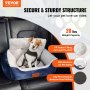 VEVOR Dog Car Seat, Dog Booster Seat for Car with High Back, A Storage Pocket, Clip-On Safety Leash, PP Cotton Filling, Dog Car Bed for Small Dog up to 20lbs, Dark Blue+Gray