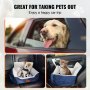VEVOR Dog Car Seat, Dog Booster Seat for Car with High Back, A Storage Pocket, Clip-On Safety Leash, PP Cotton Filling, Dog Car Bed for Small Dog up to 20lbs, Dark Blue+Gray