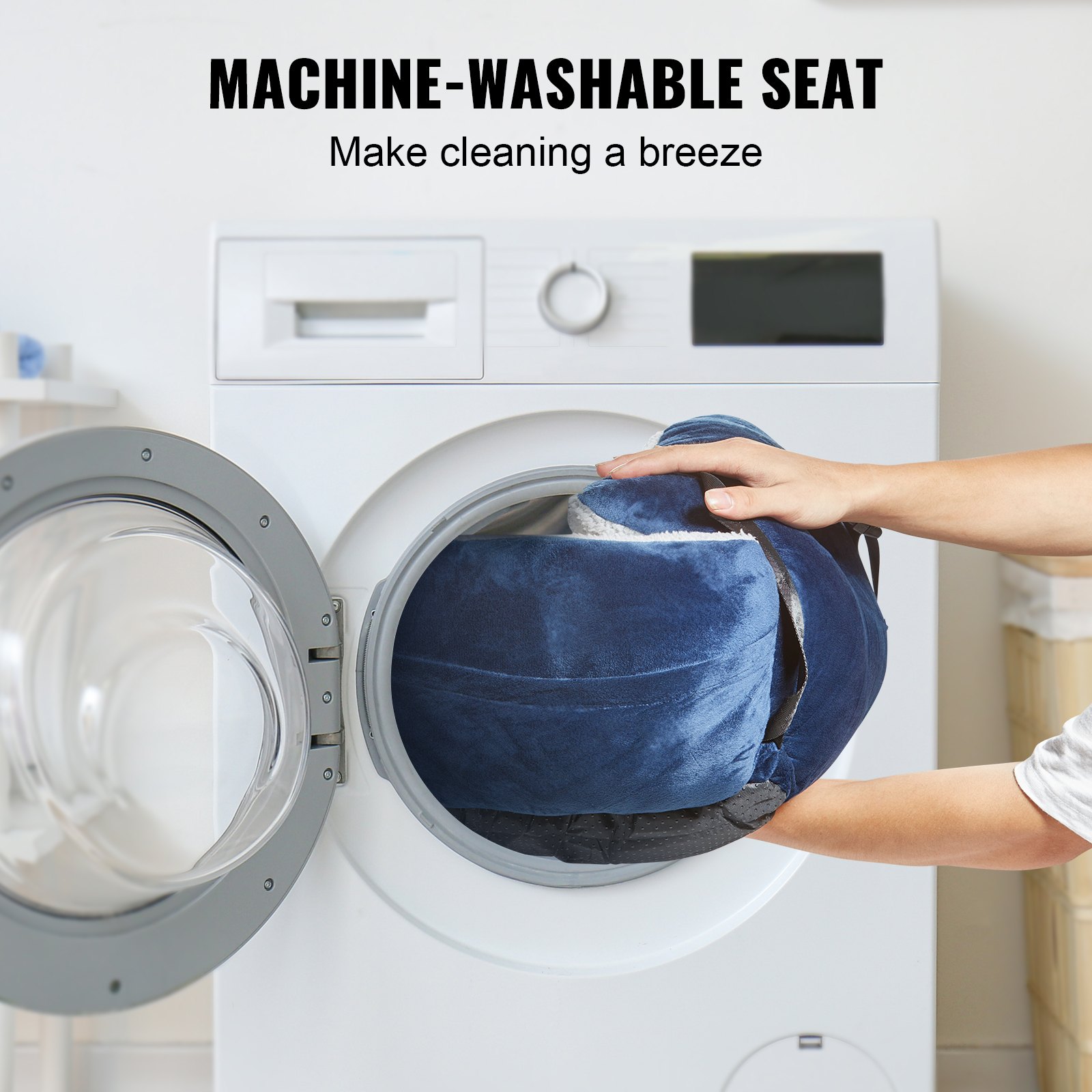 VEVOR Dog Car Seat, Dog Booster Seat for Car with High Back, A Storage Pocket, Clip-On Safety Leash, PP Cotton Filling, Dog Car Bed for Small Dog up to 20lbs, Dark Blue+Gray