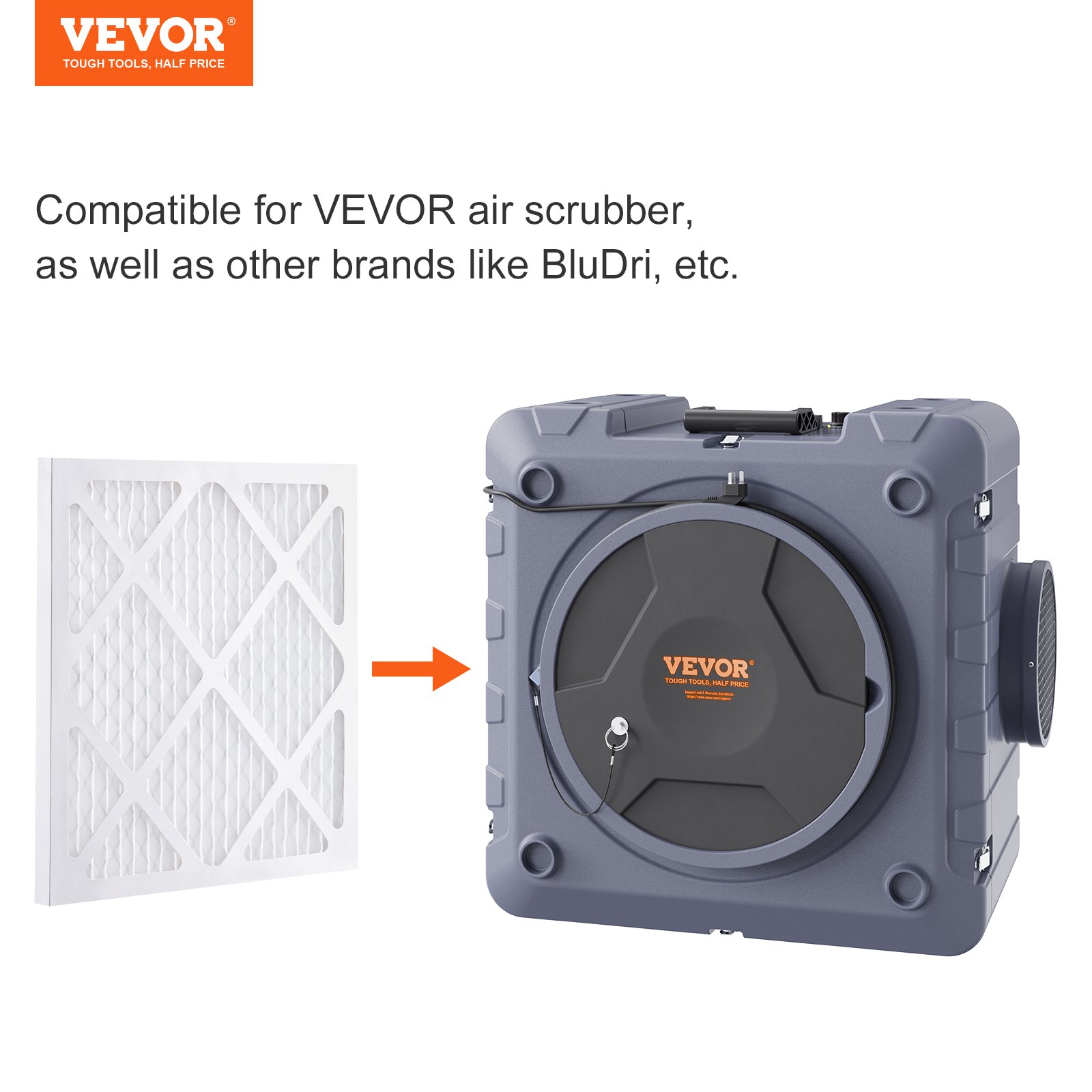 VEVOR Actieve Koolstoffilters, 5-pack, 40 x 40 cm Luchtfiltervervanging, Hoogrendementsfilters Niveau 1, Compatibel met BlueDri en VEVOR Scrubber, Luchtreiniger, Apparatuur voor waterschadeherstel