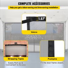 VEVOR Garage Door Screen, 192" x 84" for 2 Cars, 5.5lb Heavy Duty Fiberglass Mesh for Quick Entry with Self-Sealing Magnet and Weighted Bottom, Kid/Pet Friendly