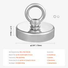 VEVOR 318kg Supersterke magnetische visset Enkelzijdig trektouw Hoge prestaties