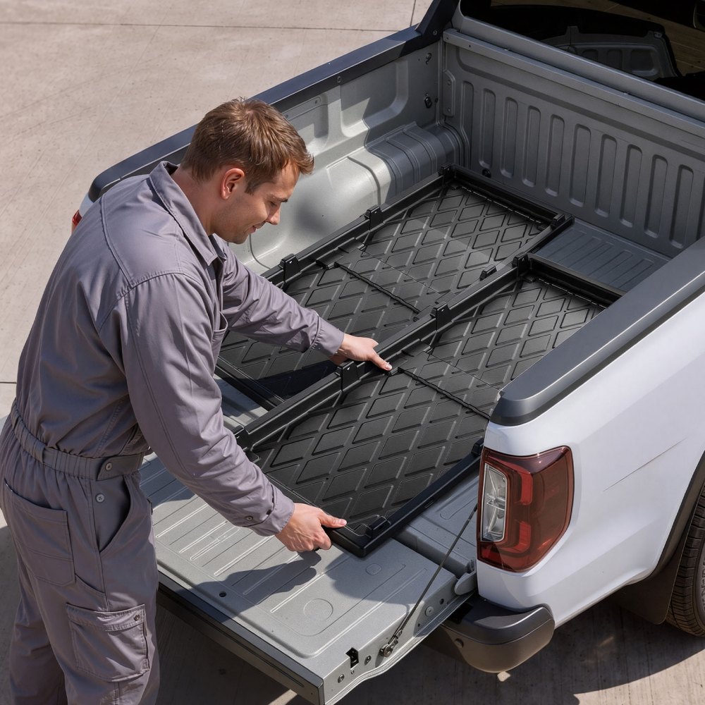 VEVOR 2 stuks uitschuifbare laadbakgeleiders voor pick-ups 1422 x 533 mm HDPE, draagvermogen 226,8 kg, voor middelgrote pick-ups met een laadbak tot 1,52 m lang, met 2 nylon banden, haken en 4 montagegaten
