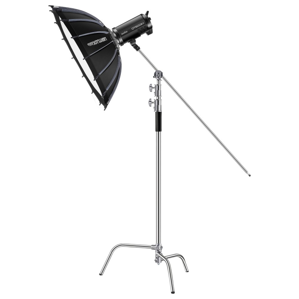 VEVOR C Stand, Max Height 10.83 ft/330 cm, Stainless Steel Heavy Duty Photography Light Stand with 4.8-9.8 ft Adjustable Height, 44 lbs/20 kg Load Capacity for Studio Softbox, Monolight, Reflector