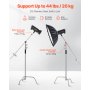 VEVOR C-Stand met boomarm, max. hoogte 330 cm, robuust fotolichtstatief van roestvrij staal met verstelbare hoogte van 1463 tot 2987 mm, 2 gripkoppen voor studiomonolight, softbox en reflector