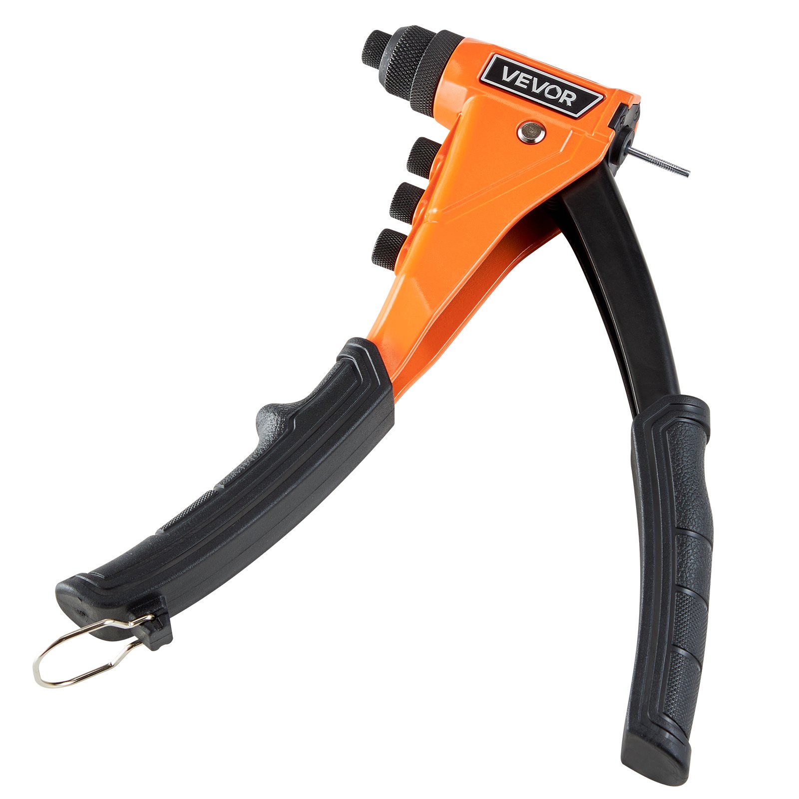 VEVOR Pop Rivet Gun Kit, with 200 Blind Rivets, Heavy Duty Single Hand Riveter with 4 Interchangeable Nosepieces, 4 Drill Bits, and a Carrying Case, Manual Riveting Tool for Metal, Automotive, Home