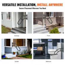 VEVOR Handrails for Outdoor Steps 32" Wall Mount Safety Railings for 1-3 Steps