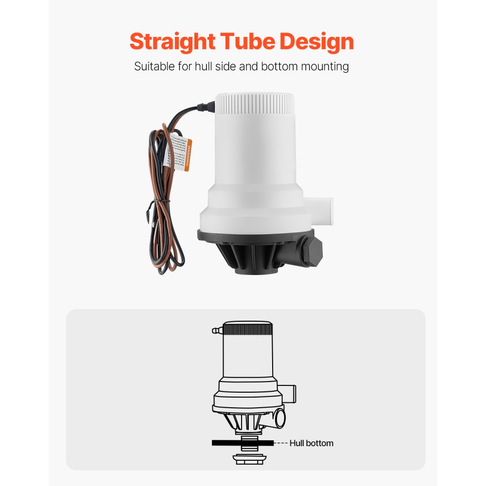 VEVOR 12V 1600 GPH Rechte Livewell-beluchterpomp voor boten met dubbele inlaat, ABA-behuizing, verwijderbare motorcartridge, corrosiebestendige Livewell-beluchterpomp voor zoet en zout water