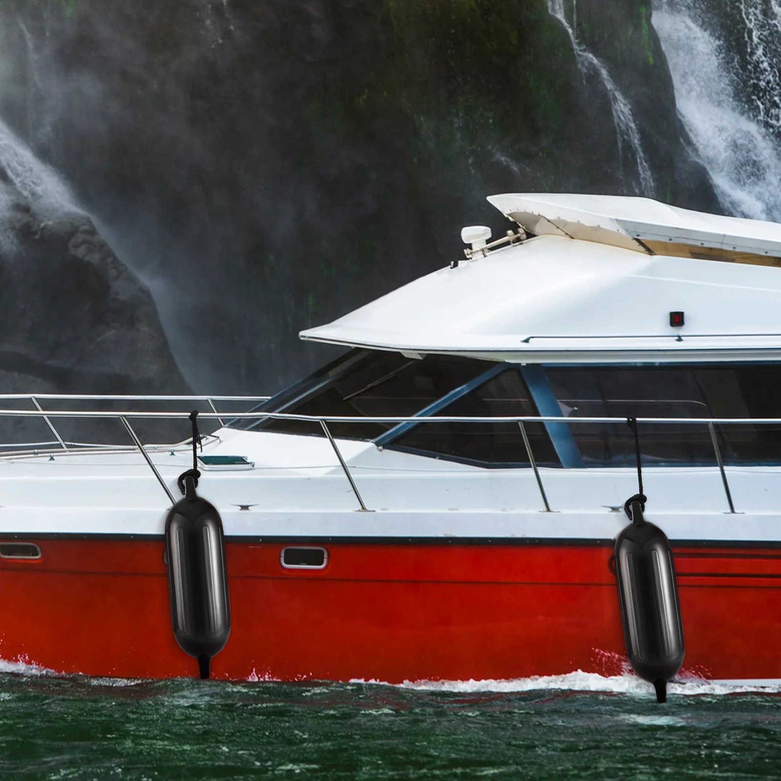 VEVOR Fenderset 4 opblaasbare fenders 21,59 x 66,04 cm Bootfenders, horizontale of verticale montage, steigerfender Lange fender met 4 naalden & touwen & opbergtas Hittebestendig, UV-beschermd