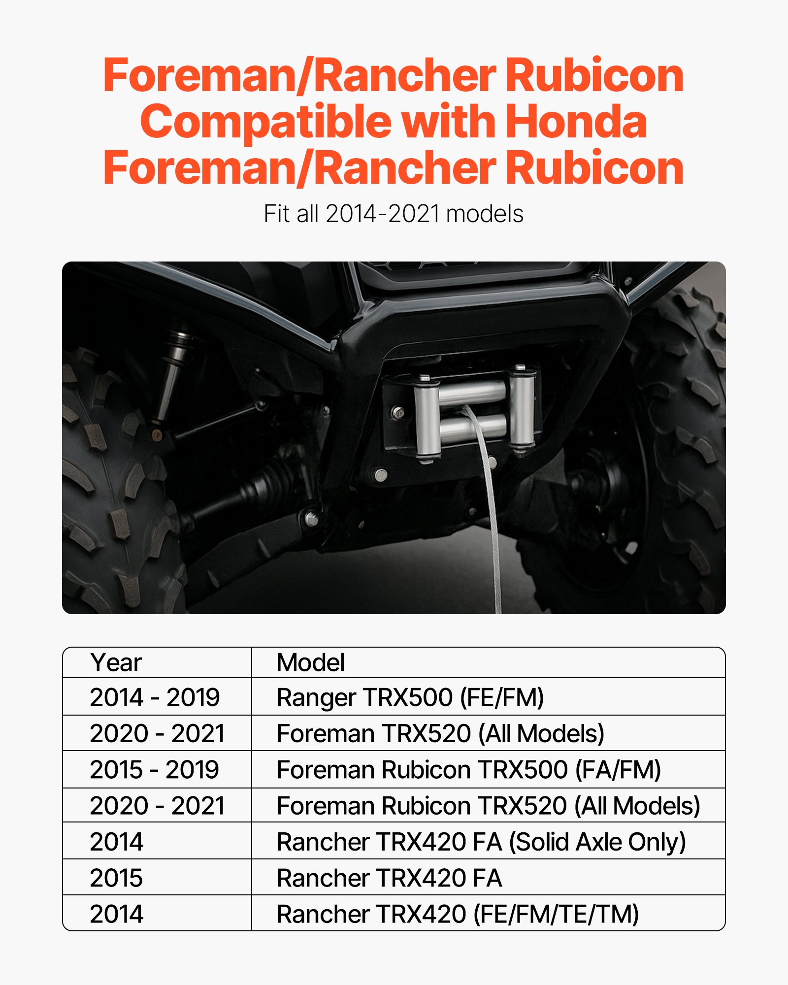VEVOR Liermontagebeugel, capaciteit 907-1633 kg, montageplaat voor aanhangerlier voor Honda Foreman en Rancher Rubicon modellen 2014-2021, met 2-gatsbevestiging, gepoedercoat staal, zwart