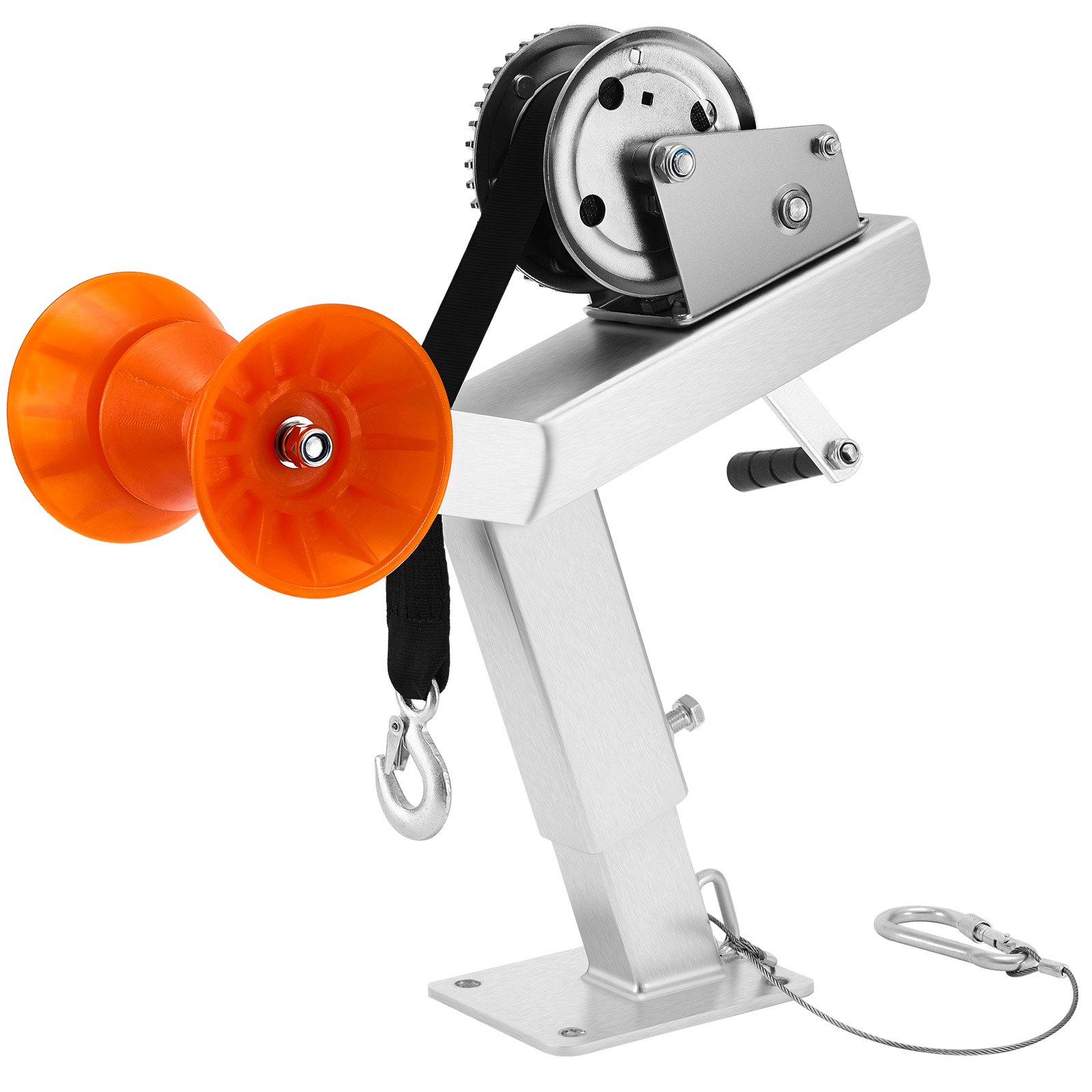 VEVOR Boat Trailer Winch Stand with Roller, 544 kg Winch & 51 mm x 7.6 m Winch Strap, Boat Winch Mount with U-Bolt for 50.8-76.2 mm W x 76.2-101.6 mm H Trailer Tongue, Fit for Jet Ski, Sailboat, Speedboat