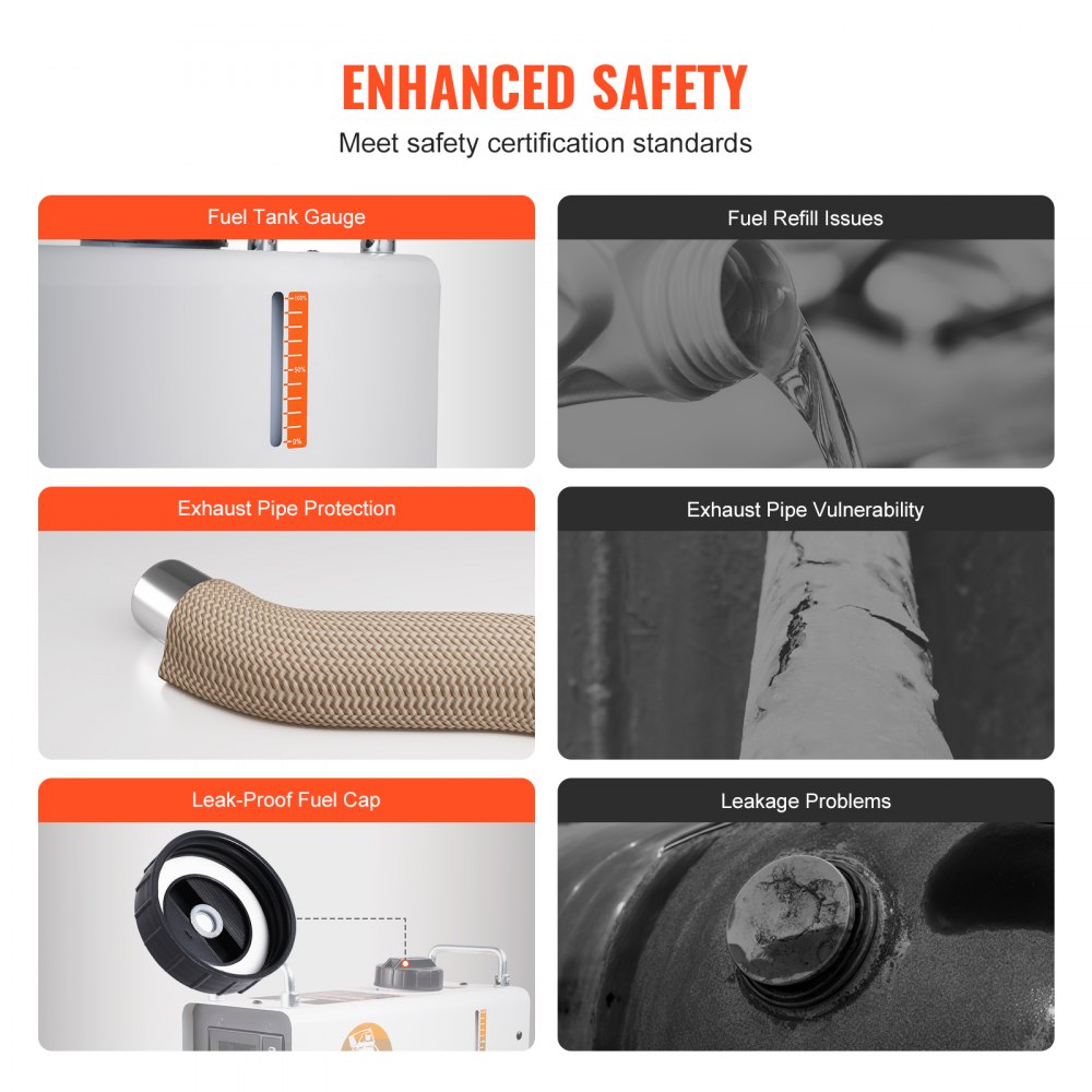 VEVOR 2 kW dieselverwarming 12 V/24 V alles-in-één dieselluchtverwarmer, met Bluetooth-appbediening, afstandsbediening, display en CO-alarm, snel verwarmende draagbare verticale dieselverwarming