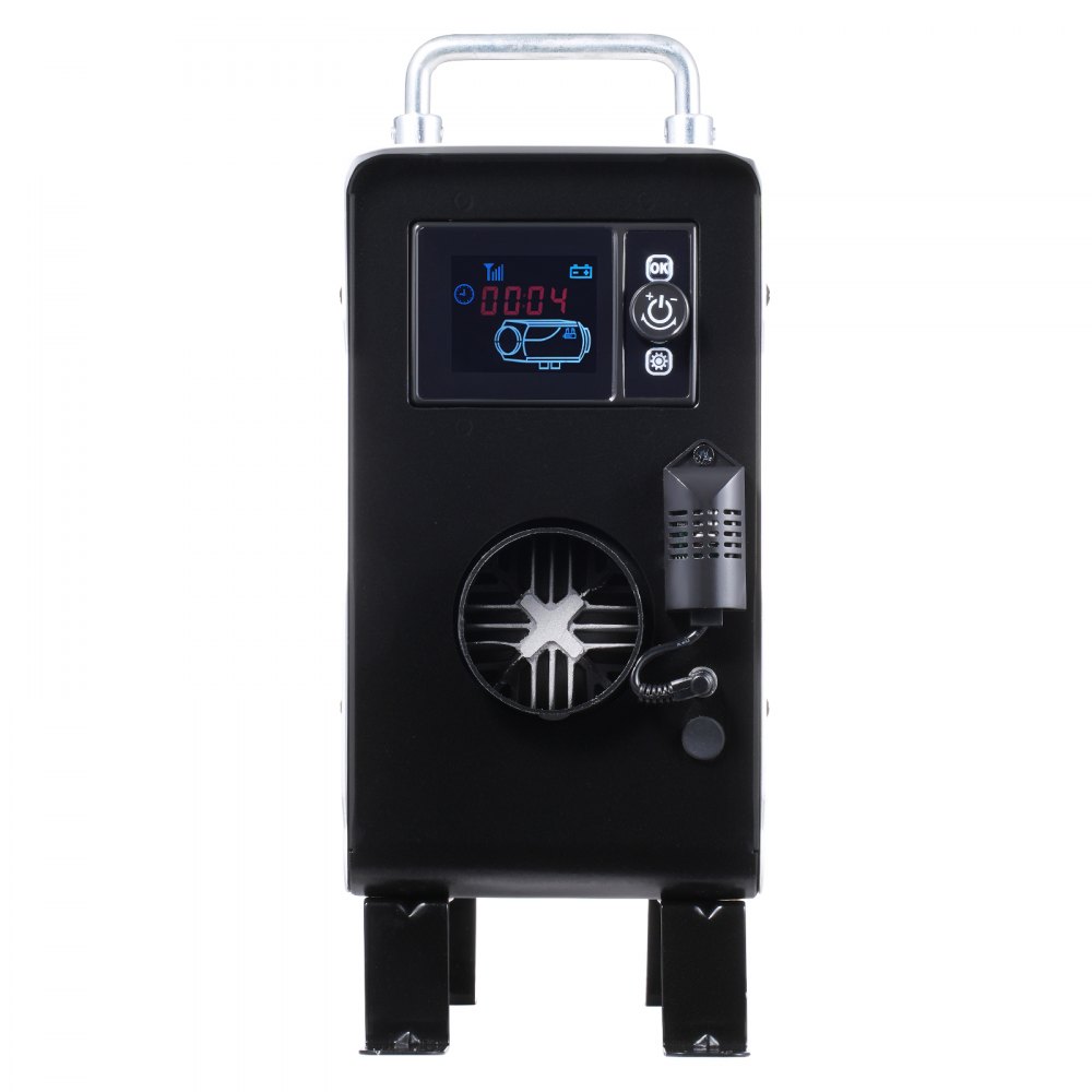 VEVOR 2 kW dieselverwarming 12 V/24 V alles-in-één dieselluchtverwarmer, met Bluetooth-appbediening, afstandsbediening, display en CO-alarm, snel verwarmende draagbare verticale dieselverwarming
