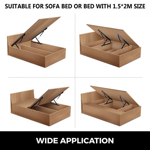 60" Bed Lift Hydraulic Mechanisms Kits For Sofa Bed Black 2pcs Durability