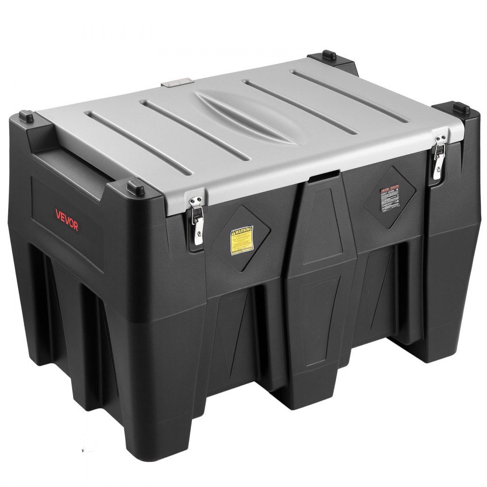 VEVOR draagbare dieseltank, 484,5 l inhoud en 45 l/min debiet, gasbrandstoftank met 12 V-transferpomp en 4 m rubberen slang, dieseltransfertanks voor brandstoftransport, zwart