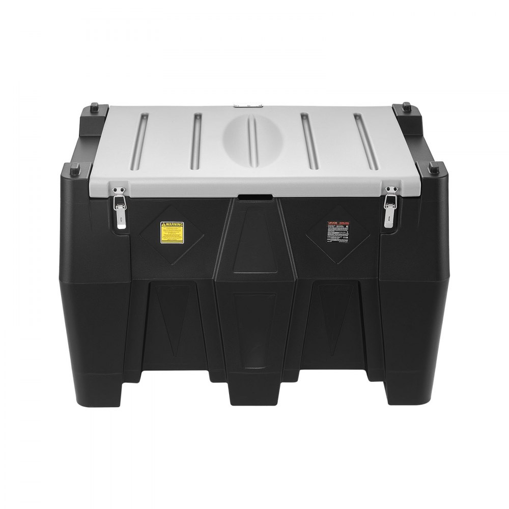 VEVOR draagbare dieseltank, 484,5 l inhoud en 45 l/min debiet, gasbrandstoftank met 12 V-transferpomp en 4 m rubberen slang, dieseltransfertanks voor brandstoftransport, zwart