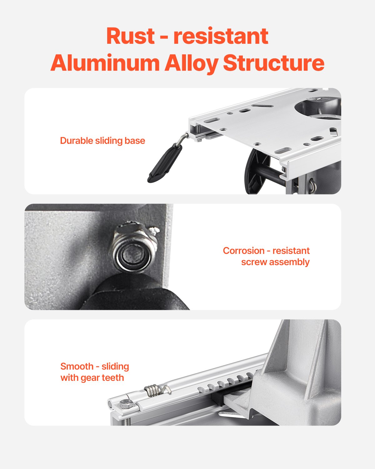 VEVOR Boat Seat Pedestal, Forward & Backward Sliding Adjustment, Aluminum Alloy Boat Chair Base with Slide, 5-inch Sliding Travel, Waterproof & Rust-resistant, Fit 2-7/8 Inch Diameter Pedestal Post