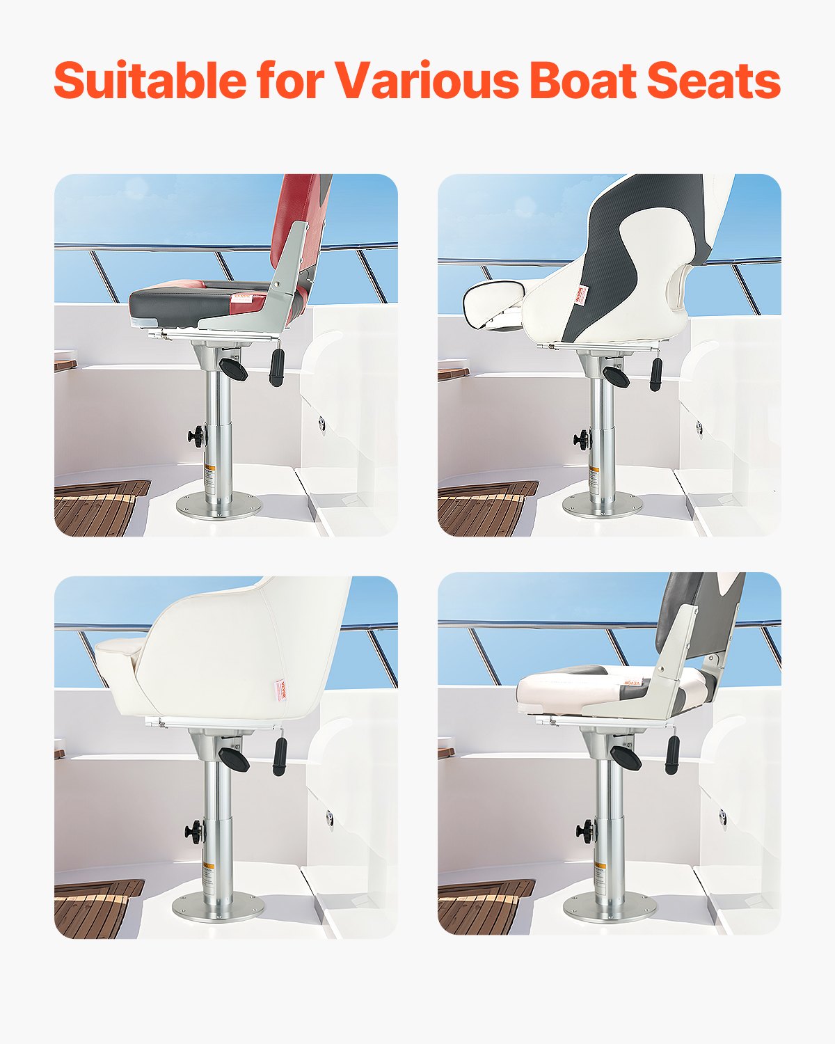 VEVOR Bootstoelbasis met schuifverstelling voor voor- en achterwaarts, aluminiumlegering bootstoelbasis met schuifregelaar, 127 mm schuifbereik, waterdicht en roestbestendig, past op basispalen