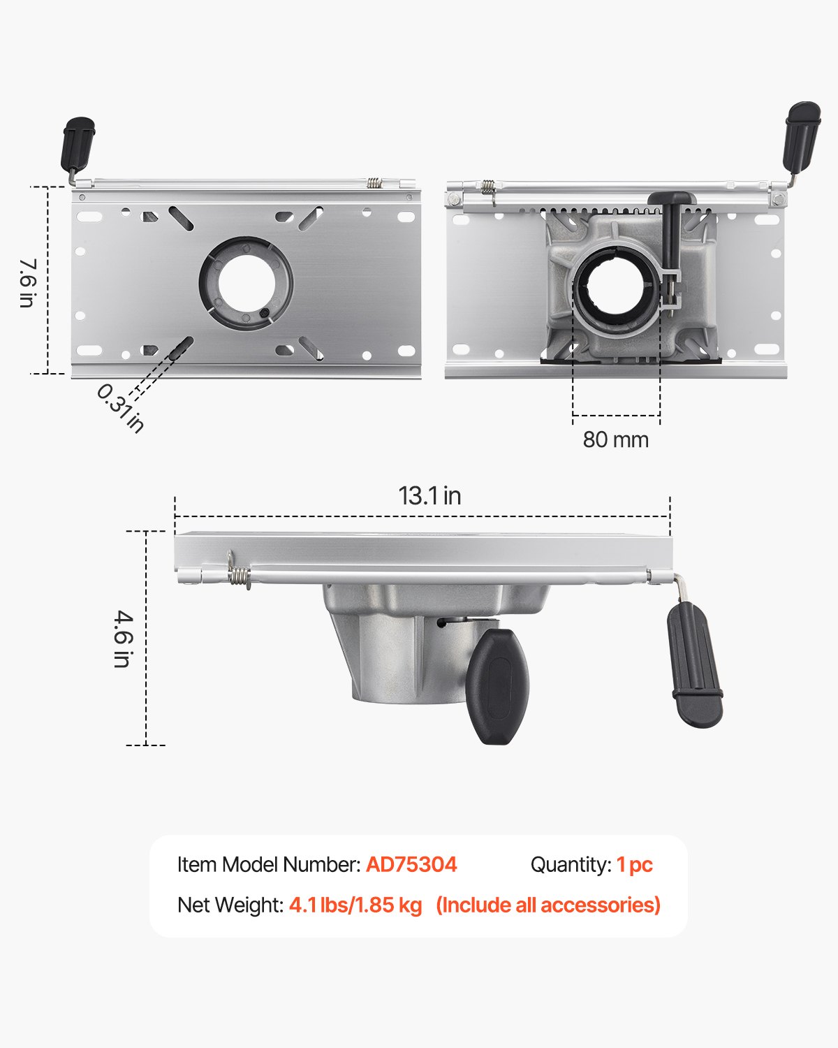 VEVOR Bootstoelbasis met schuifverstelling voor voor- en achterwaarts, aluminiumlegering bootstoelbasis met schuifregelaar, 127 mm schuifbereik, waterdicht en roestbestendig, past op basispalen