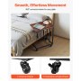 VEVOR Bijzettafel Salontafel met Metalen Frame op Wielen, C-vormige Salontafel voor Woonkamer Slaapkamer Kantoor 500 x 350 x 605 mm TV-lade, Woonkamertafel Banktafel Bruin en Zwart