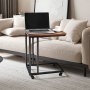 VEVOR Bijzettafel Salontafel met Metalen Frame op Wielen, C-vormige Salontafel voor Woonkamer Slaapkamer Kantoor 500 x 350 x 605 mm TV-lade, Woonkamertafel Banktafel Bruin en Zwart