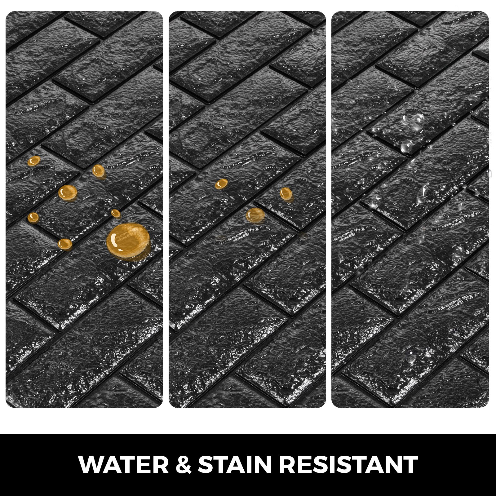 11 Stks 3D Baksteen Behang Wandtegels Waterdicht Zwart PE Woonkamer