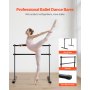 VEVOR Ballet Barre Dans Barre Vrijstaande Dubbele Barre, Hoogte Verstelbaar (10-niveau / 290-1205 mm) Metalen Stretch Barre voor Ballet Oefeningen, Balans Training, Ontspanningsoefeningen Draagbaar