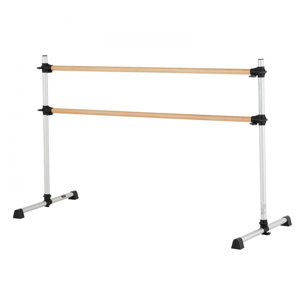 VEVOR Ballet Barre Dans Barre Vrijstaande Dubbele Barre, Hoogte Verstelbaar (170-1165 mm) Houten Stretch Barre voor Ballet Oefeningen, Balans Training, Ontspanningsoefeningen