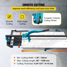 Mophorn 47 Inch/1200MM Tile Cutter Single Rail Double Brackets Manual Tile Cutter 3/5 in Cap with Precise Laser Manual Tile Cutter Tools for Precision Cutting
