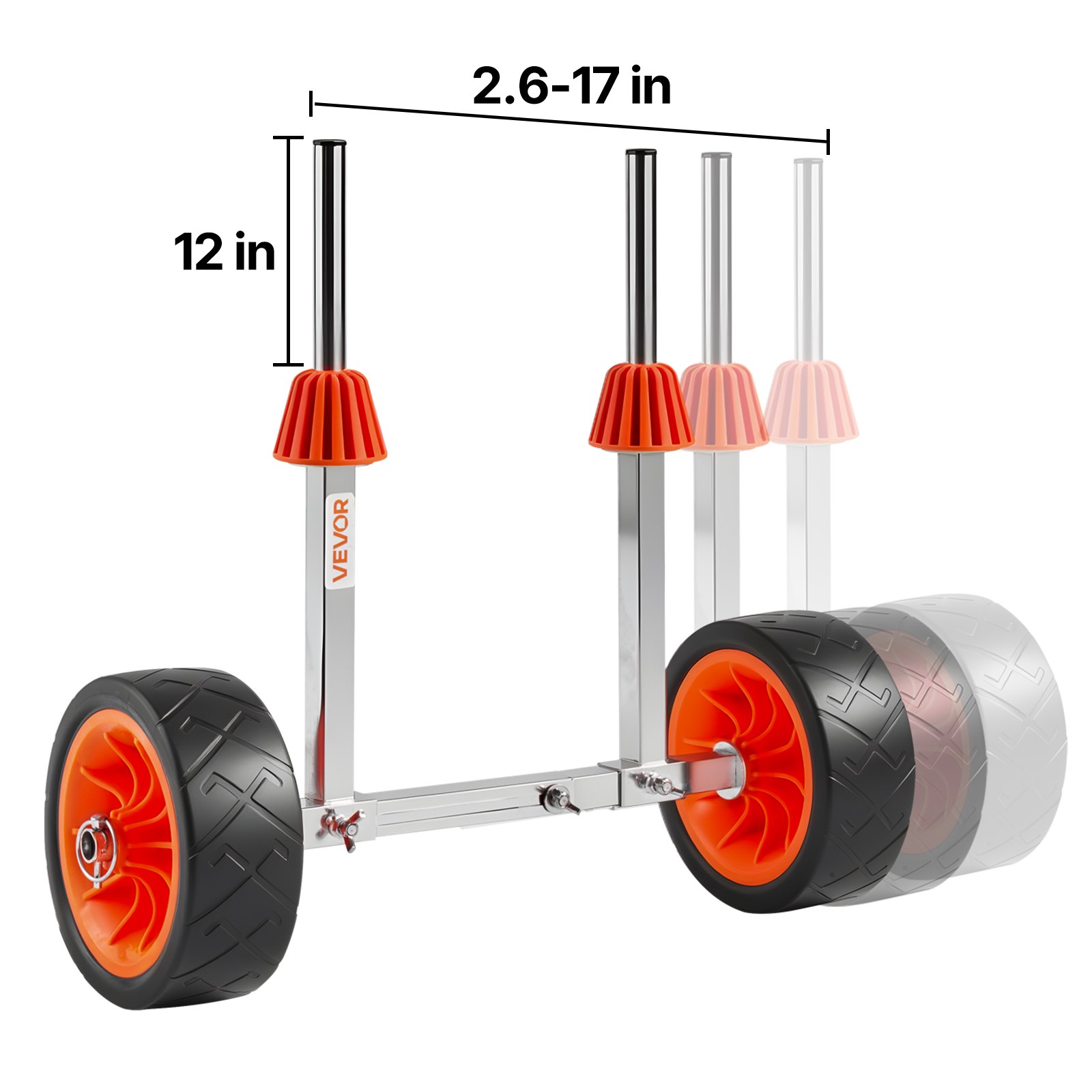VEVOR Kajakkar, 113 kg, kanokar met 19,1 cm massieve rubberen banden en 4 m spanband, bootkar voor het vervoeren van kajaks, kano's, paddleboards, Jon Boats, watersportuitrusting, 560 x 190 x 485 mm