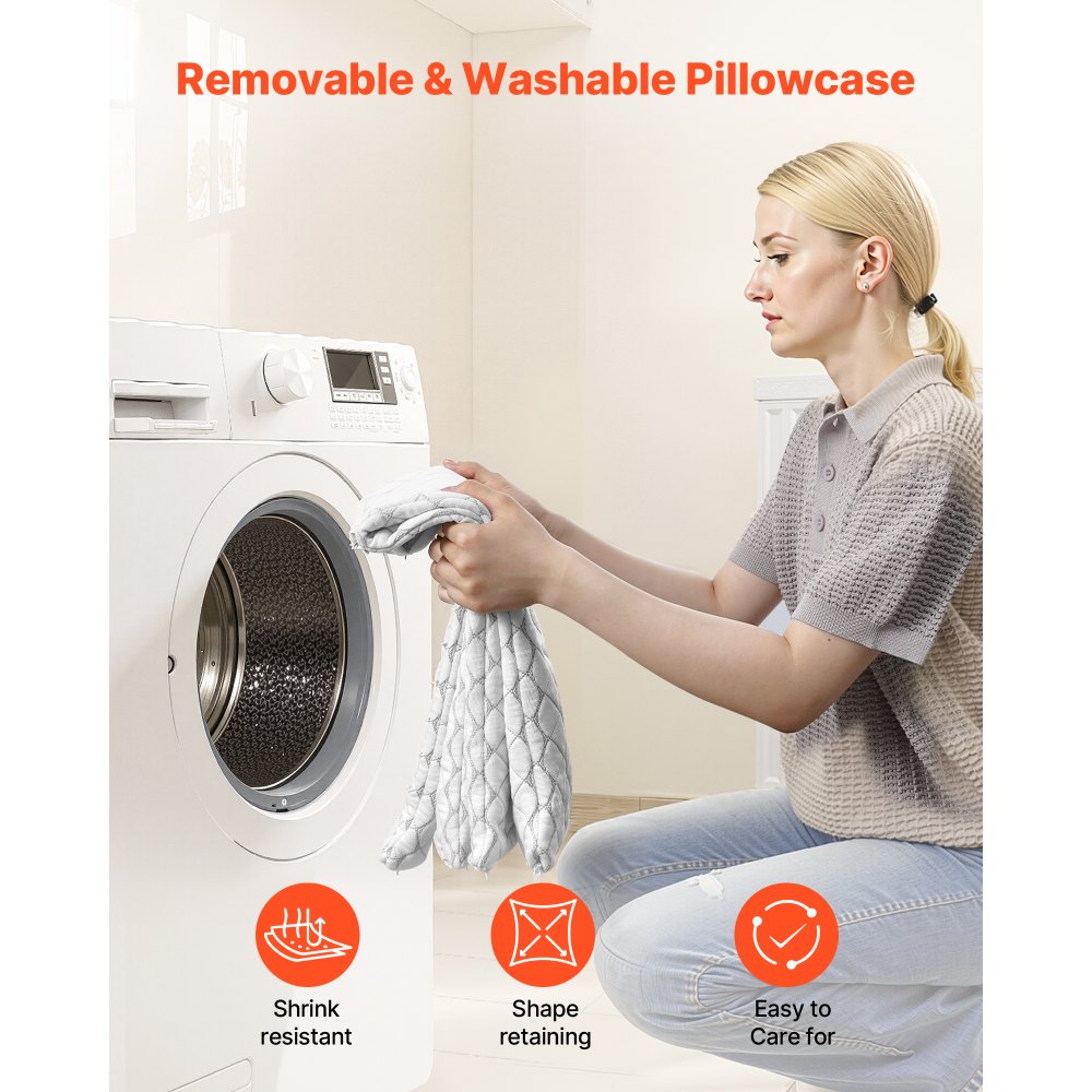 VEVOR Kingsize kussen, kussen met memory foam vulling, ondersteunend en verstelbaar bedkussen, inclusief kussensloop van natuurlijke vezels, beddengoed voor rug-, buik- en zijslapers