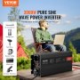 VEVOR zuivere sinusomvormer 3000W DC12V AC 230V spanningsomvormer 2 AC-aansluitingen 2 USB-poorten 1 Type-C-poort LCD-display en afstandsbediening voor grote huishoudelijke apparaten