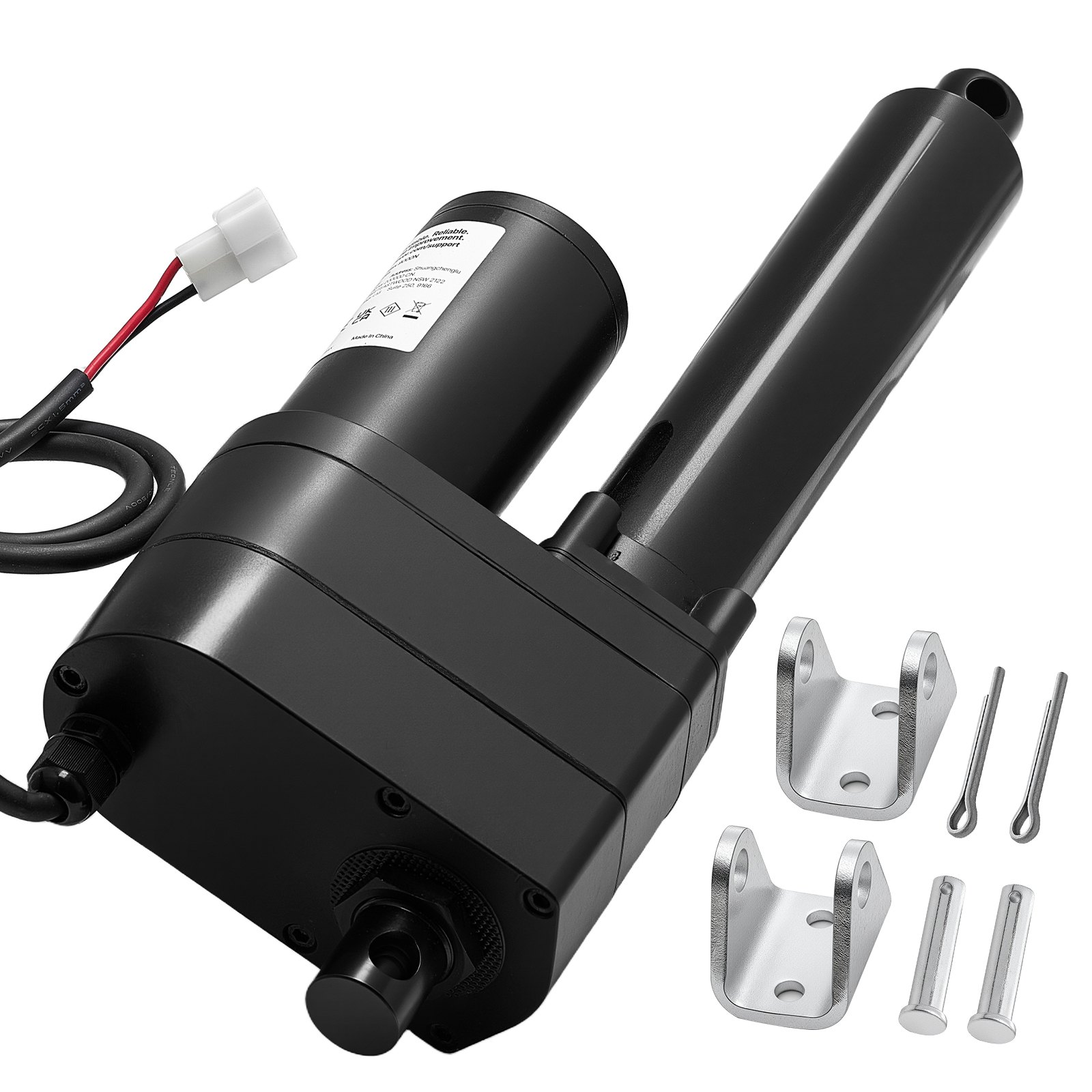 VEVOR 12V lineaire aandrijving, 200 mm lineaire actuator, 9000 N lineaire motor, IP65, 5 mm/s, lineaire actuatoren met montagebeugels voor industriële machinecontainers, zware hefsystemen