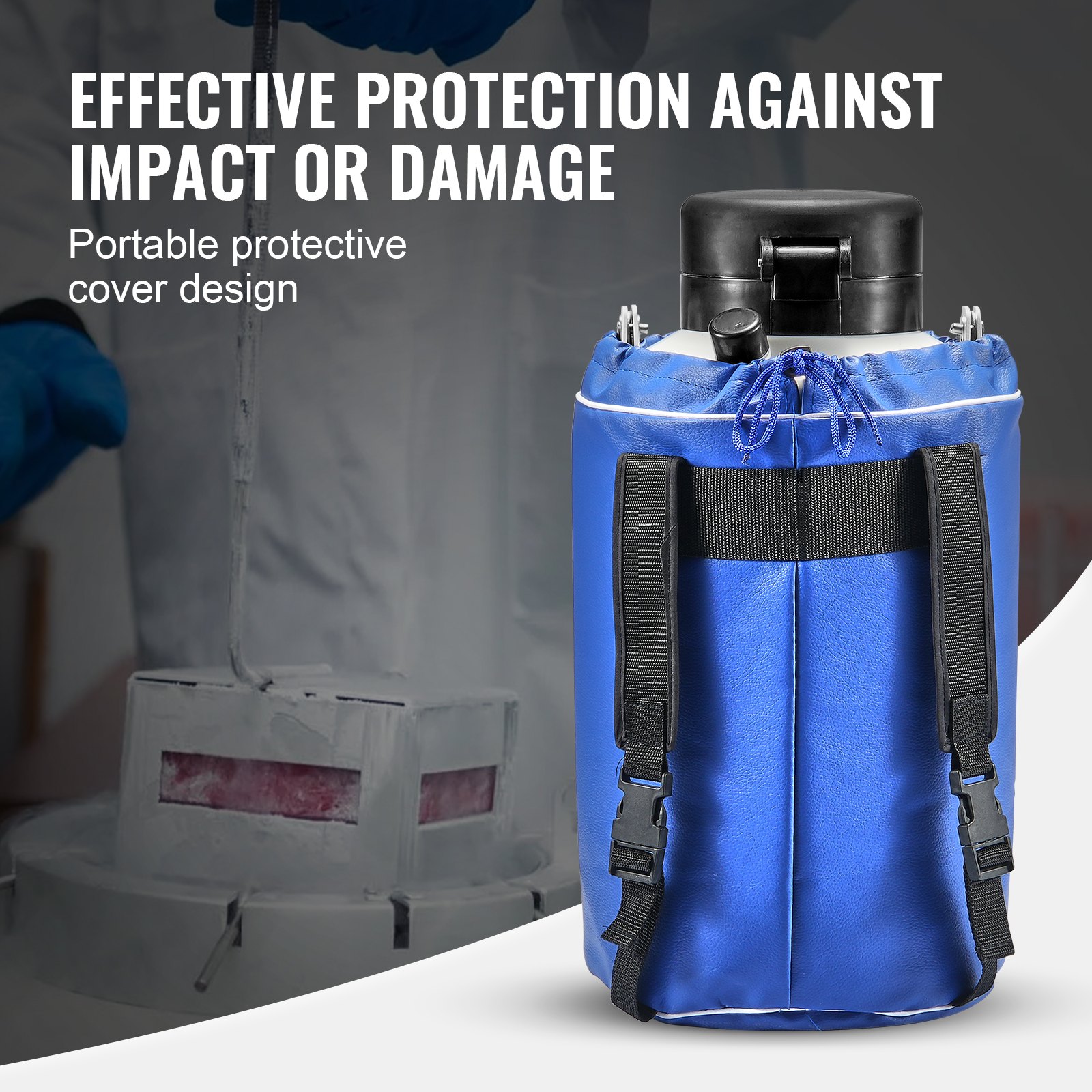 VEVOR vloeibare stikstoftank, 3L aluminiumlegering vloeibare stikstofcontainer, LN2-tank Dewar met 6 canisters en draagtas met riemen, cryogene tank voor de cosmetische industrie, zaadconservering, wetenschappelijk gebruik