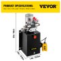 VEVOR Hydraulic Power Unit, 12 Volt Dump Trailer Hydraulic Pump, Double Acting 12 Quart Hydraulic Pump, Electric Hydraulic Cylinder Pump with Brass Pressure Gauge