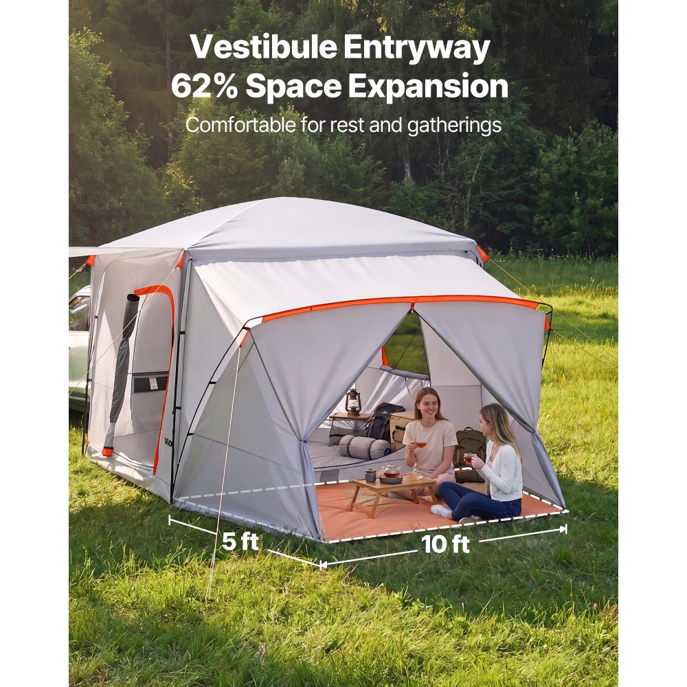 VEVOR Achterkleptent, autotent voor 5-9 personen, 3964 x 3050 x 2330 mm, waterdicht (PU2000 mm), kampeertent met ventilatieramen, achterkleptent voor SUV's voor kamperen, wandelen en andere buitenactiviteiten.
