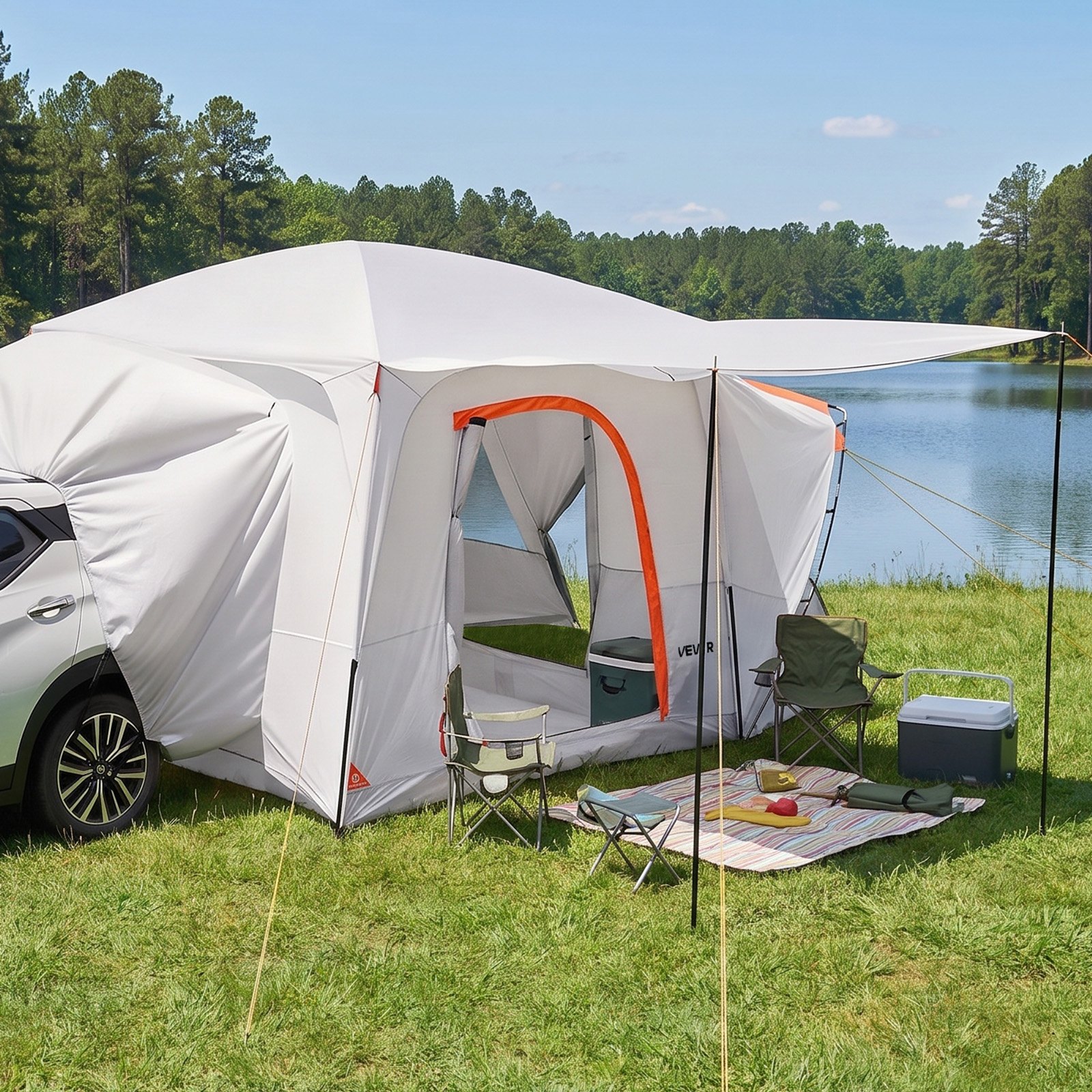VEVOR Achterkleptent, autotent voor 5-9 personen, 3964 x 3050 x 2330 mm, waterdicht (PU2000 mm), kampeertent met ventilatieramen, achterkleptent voor SUV's voor kamperen, wandelen en andere buitenactiviteiten.