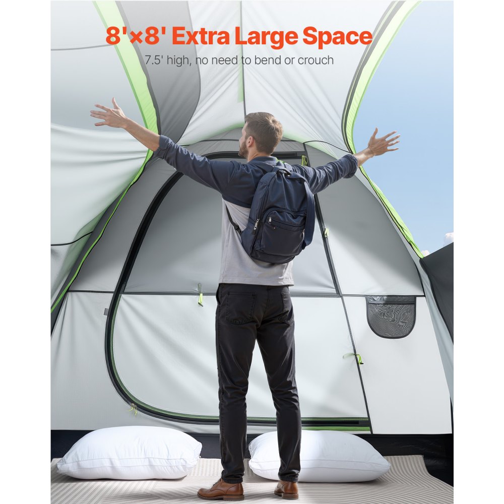 VEVOR SUV Tent Camping Auto Tent (240 x 240 x 215 cm) Waterdicht PU2000 Ruim Dubbellaags Ontwerp voor 5-8 Personen, SUV Kampeertent met 2 Deuren & Gaasramen & Regendak & Tas