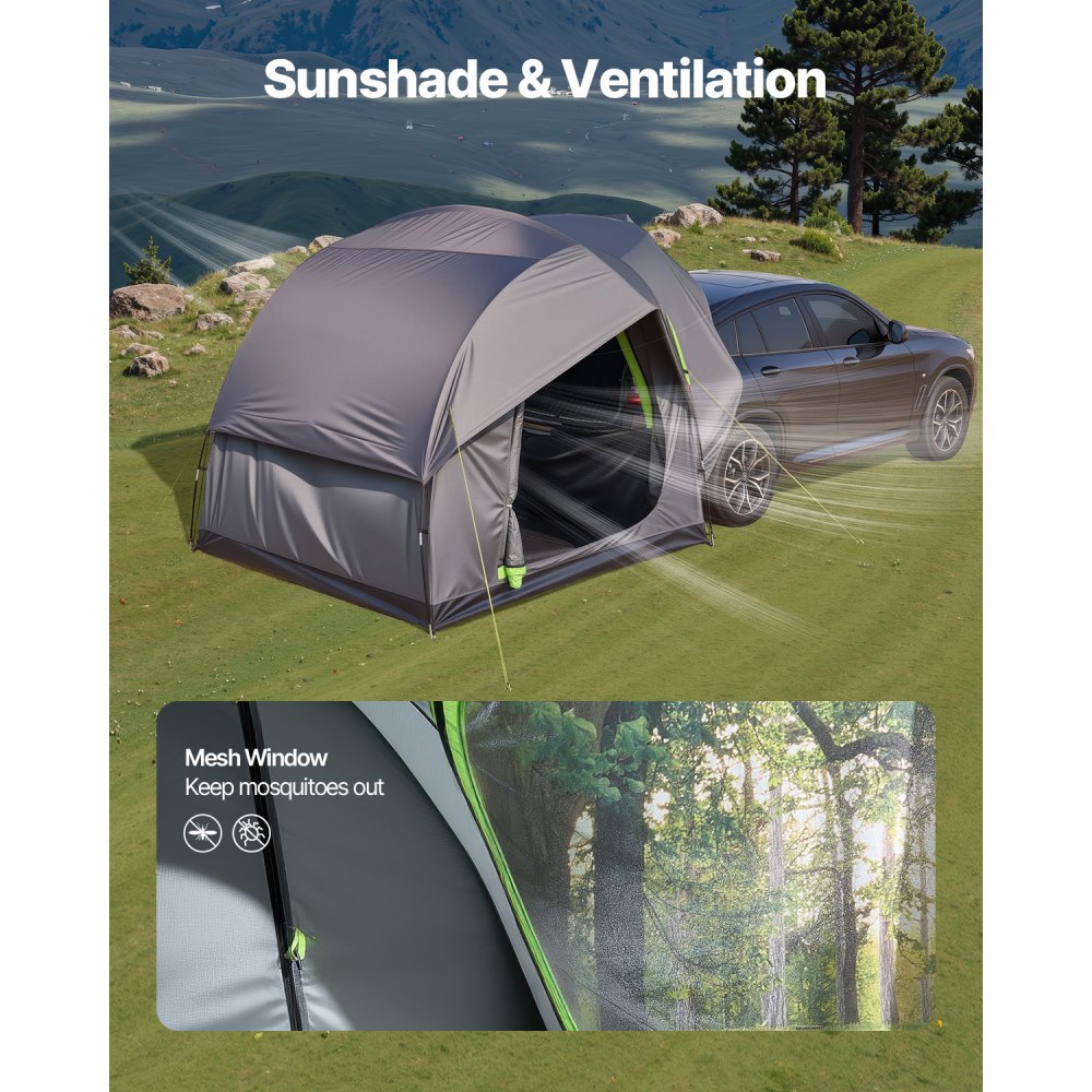 VEVOR SUV Tent Camping Auto Tent (240 x 240 x 215 cm) Waterdicht PU2000 Ruim Dubbellaags Ontwerp voor 5-8 Personen, SUV Kampeertent met 2 Deuren & Gaasramen & Regendak & Tas