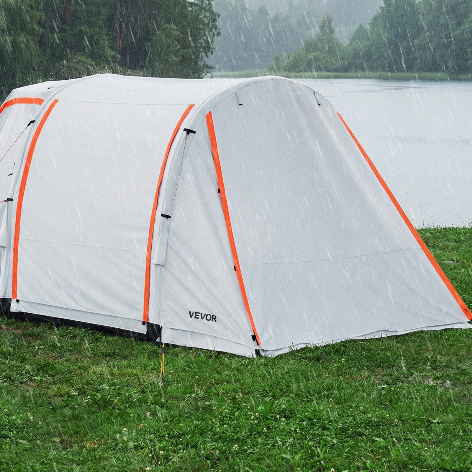 VEVOR Opblaasbare Achterkleptent Autotent (2042+1020) x 2438 x 2020 mm, Waterdicht (PU2000 mm) Campingtent met geventileerde deuren en muggennetten, Achterkleptent voor SUV's voor kamperen en wandelen, incl. luchtpomp