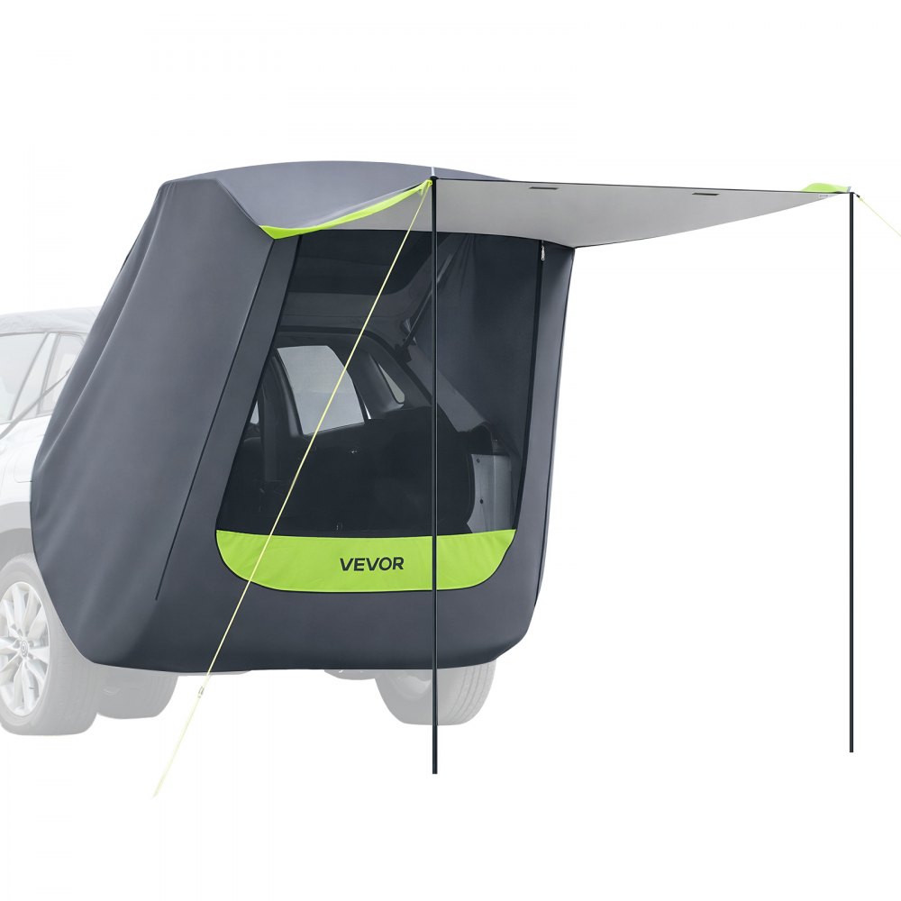 VEVOR Achterklep Autotent (1,5 x 1,5 m Hoofdtent), Waterdicht (PU2000 mm) Kampeertent met Zonnescherm & Draagtas, Achterkleptent voor SUV voor Kamperen, Wandelen en Buitenactiviteiten, Draagbaar