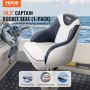 VEVOR captain bucket seat (1-pack) in white and black onboard a boat with ocean background.