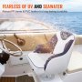 VEVOR captain bucket seat on a boat, designed to withstand uv rays and seawater, featuring pvc leather upholstery.